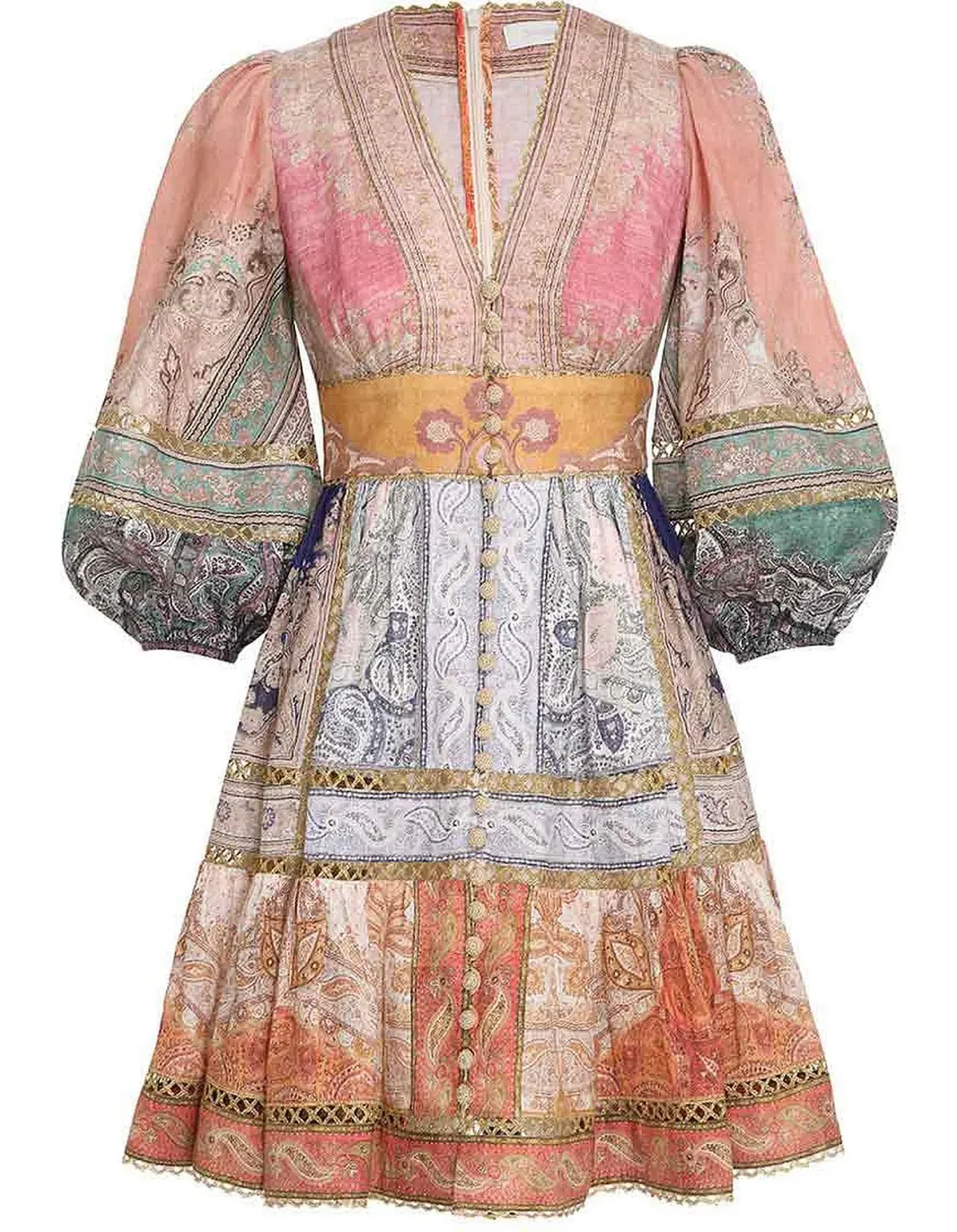 Zimmermann Anneke Lantern Mini Dress Multi Size 1 / AU 10 for rent on The Volte - main image