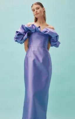 Alemais Suzi Off Shoulder Midi Dress Violet Size 8 for rent on The Volte - image 4