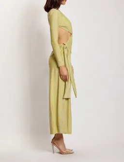 Meshki Christina Backless Maxi Wrap Dress Green Shimmer Size S / AU 8 for rent on The Volte - image 8