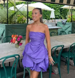 AJE Daybreak Strapless Mini Dress Purple Size 4  for rent on The Volte - image 3
