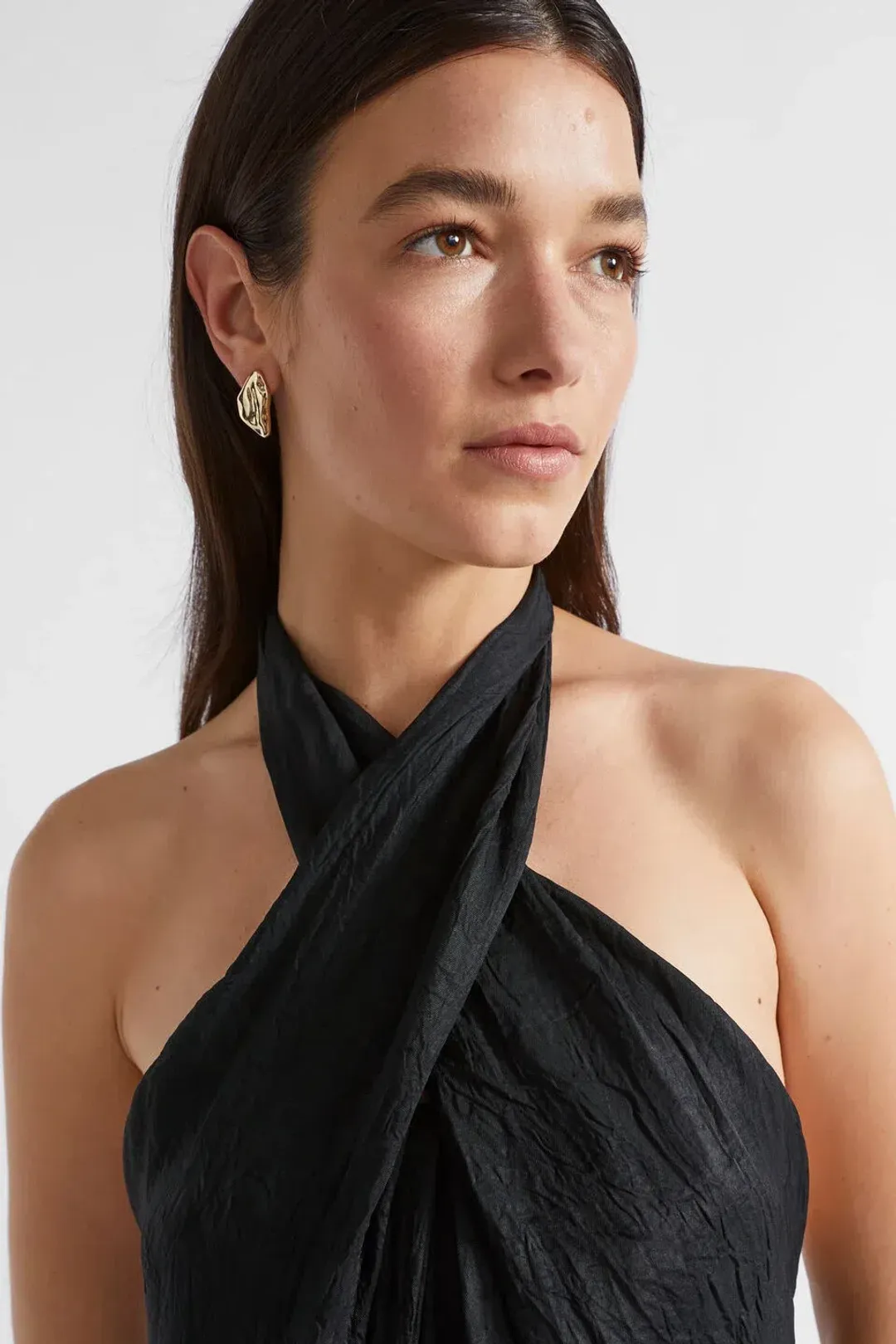 Seed Heritage Satin Halter Maxi Dress Black Size 6  for rent on The Volte - main image