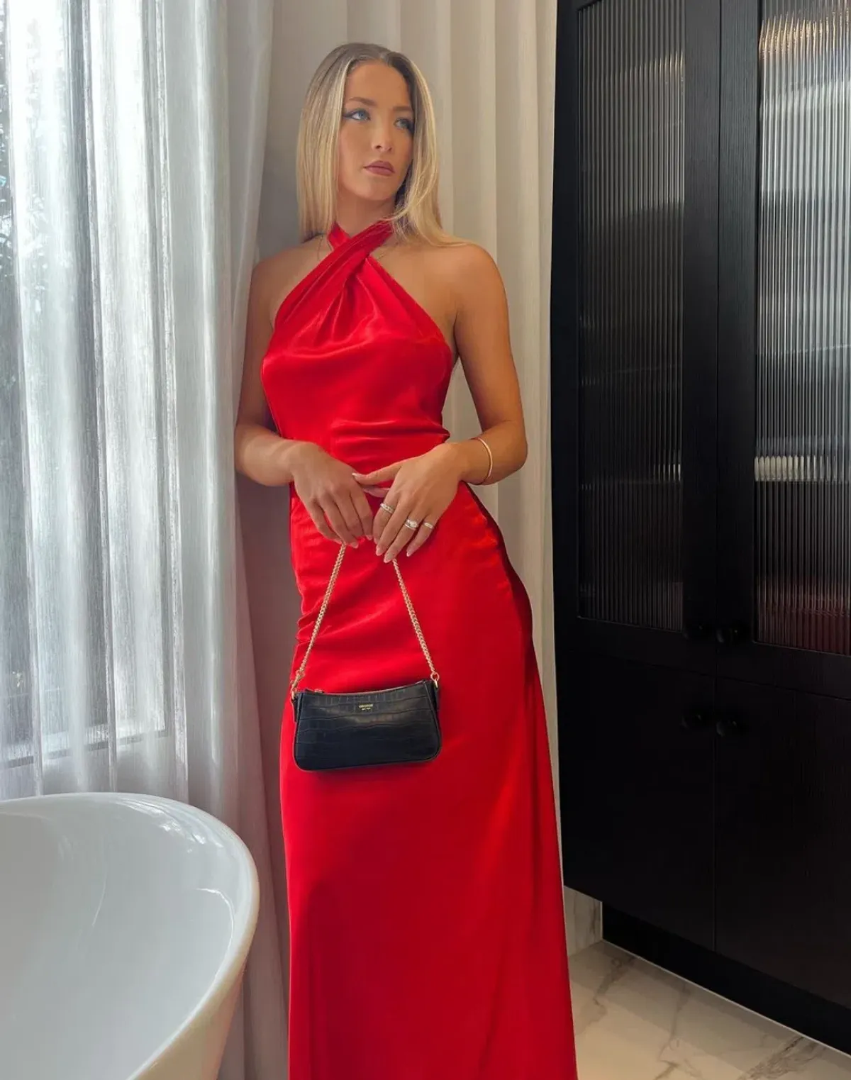 YLD Design Crossover Maxi Dress Red Size 6 for rent on The Volte - main image
