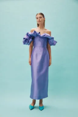 Alemais Suzi Off Shoulder Midi Dress Purple Size 8 for rent on The Volte - image 1