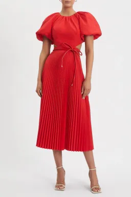 Rebecca Vallance Magdalena Open-back Satin Midi Dress Red Size 14 for rent on The Volte - image 1