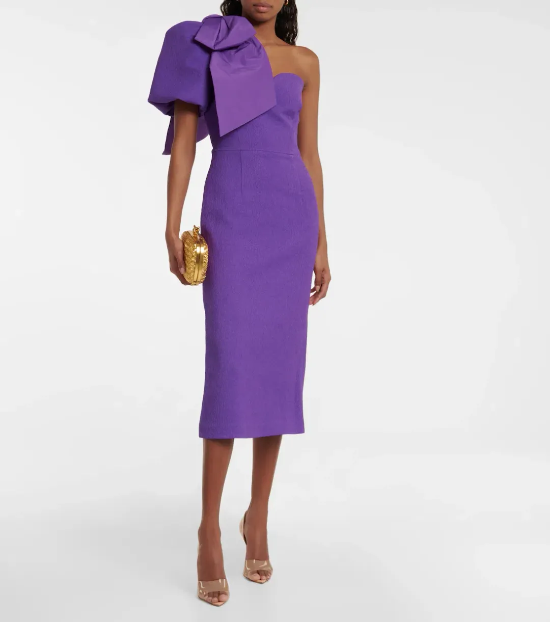 Rebecca Vallance Rumi One-shoulder Crêpe Midi Dress Purple Size 14 for rent on The Volte - main image