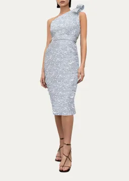 Rachel Gilbert Kara Sequin Embellished Belted Midi Dress In Blue Size 14 for rent on The Volte - image 2