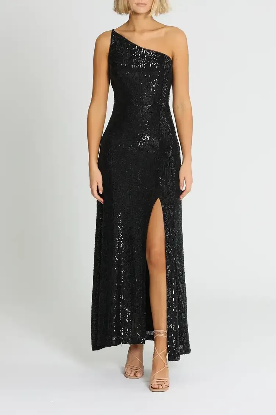 Montique Elle Sequin Black Gown Black Black size 14 for rent on The Volte - main image