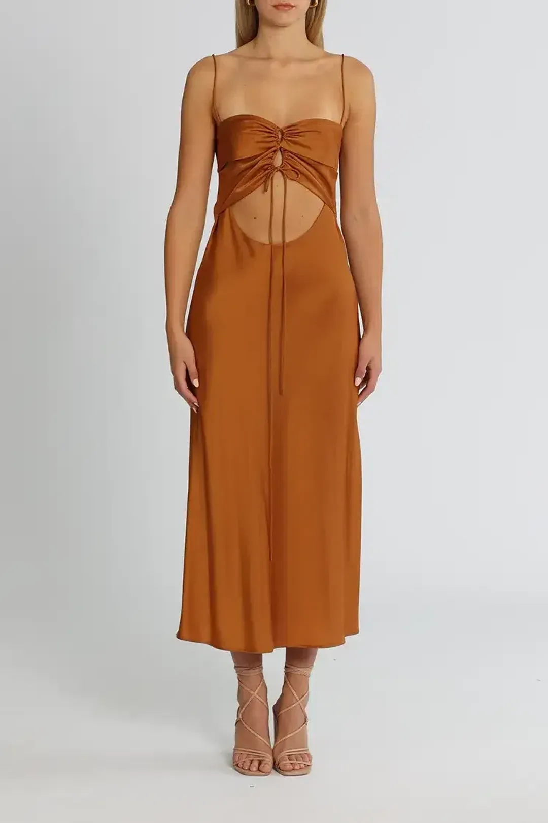 Clea Estelle Slip Dress Copper Brown Size 8 for rent on The Volte - main image