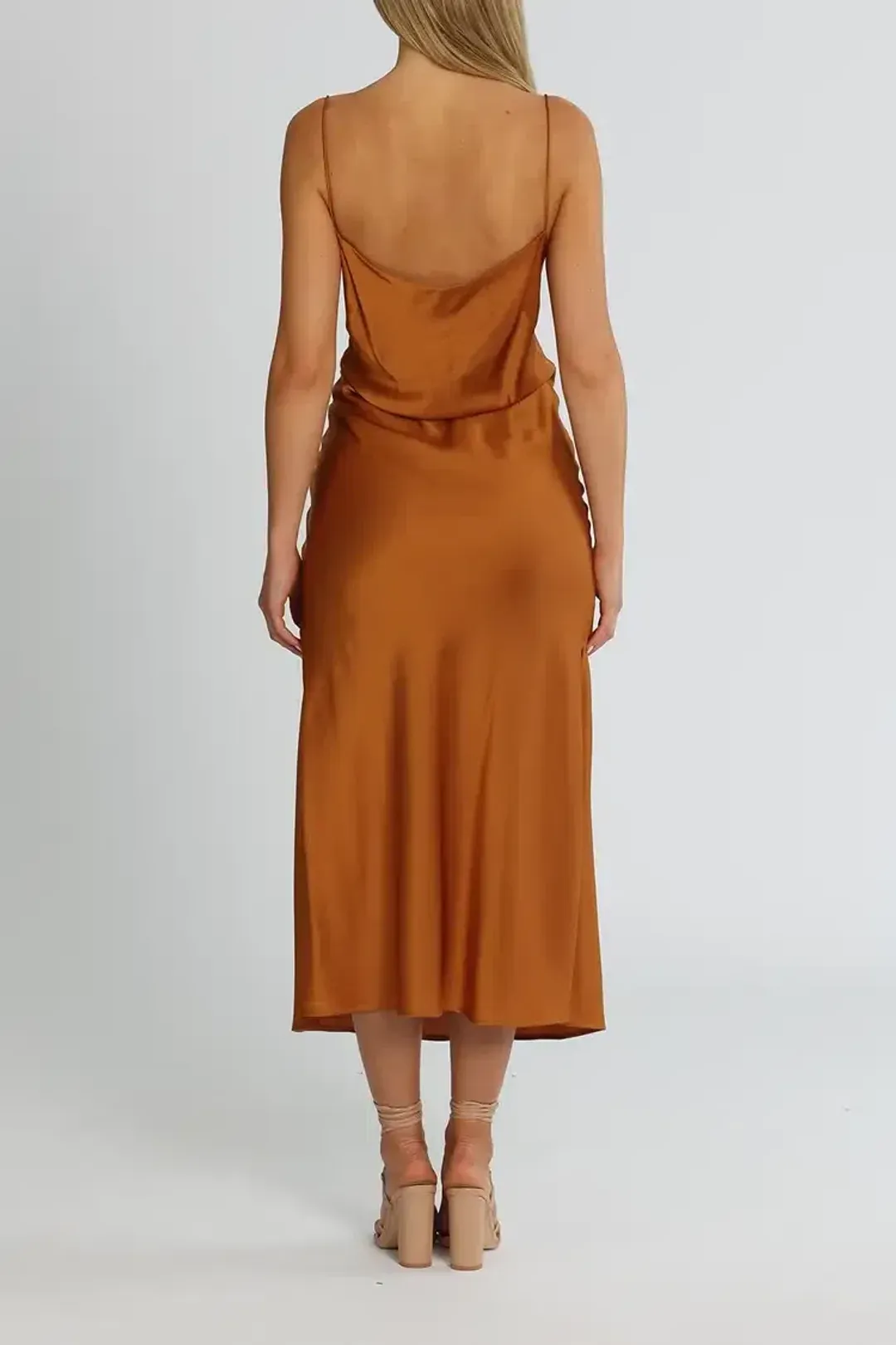 Clea Estelle Slip Dress Copper Brown Size 8 for rent on The Volte - main image