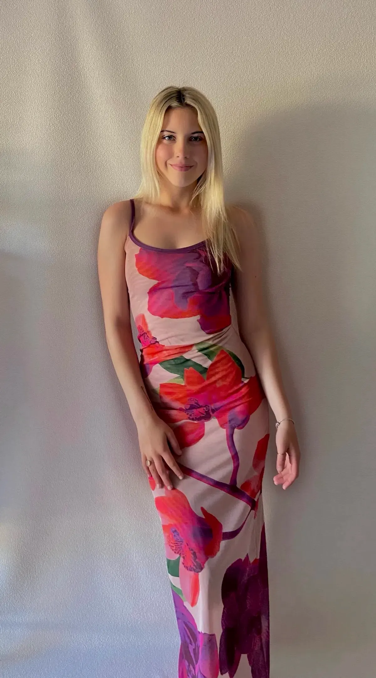 With Harper Lu Slip Dress Mesh Fuchsia Bloom Size 8 for rent on The Volte - main image