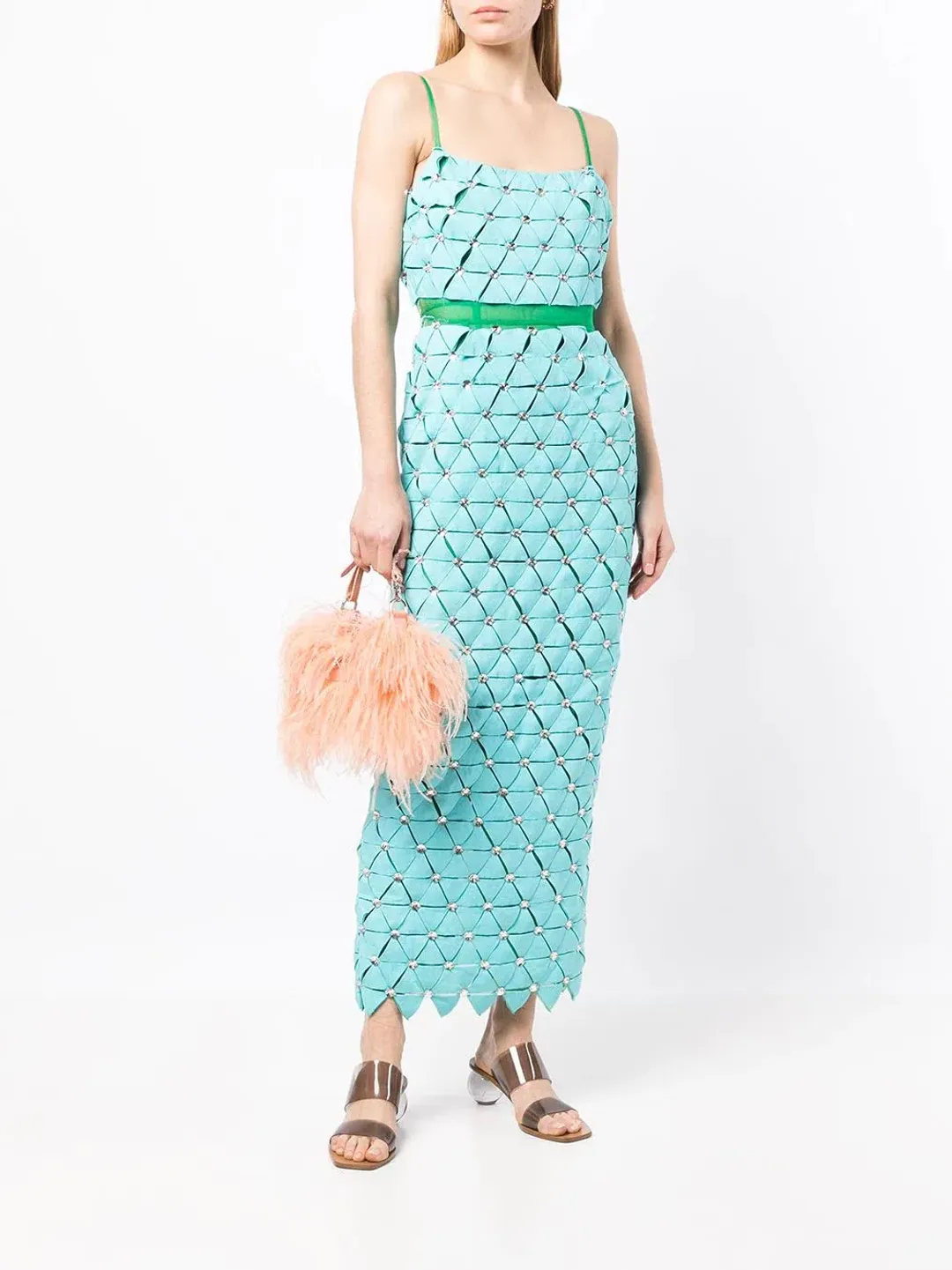 Rachel Gilbert Cindy Panelled Maxi Gown Aqua Size 0 / AU 6 for rent on The Volte - main image