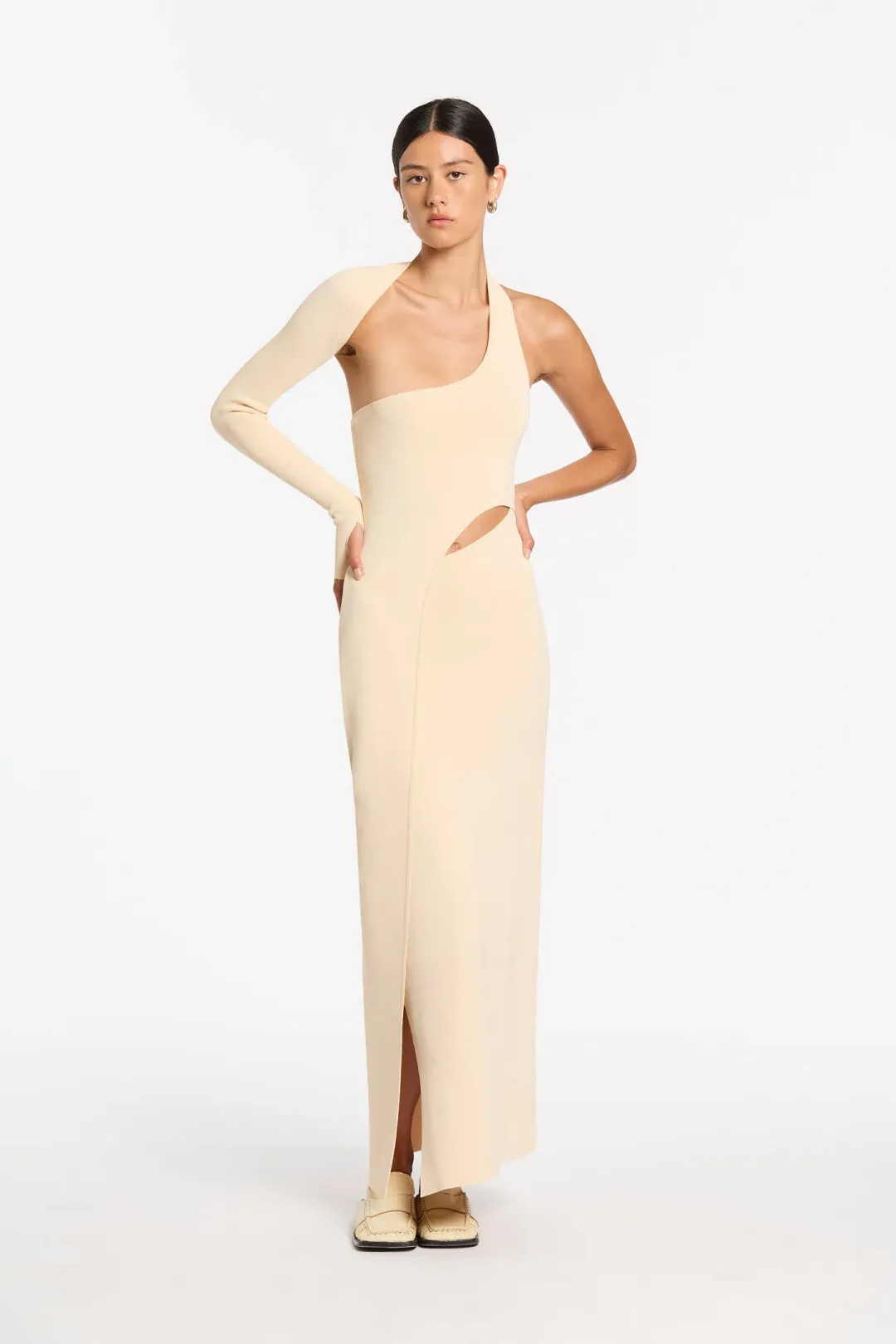 Sir The Label Manifesto Sleeve Midi Dress in Butter Size 1 / AU 8 for rent on The Volte - main image