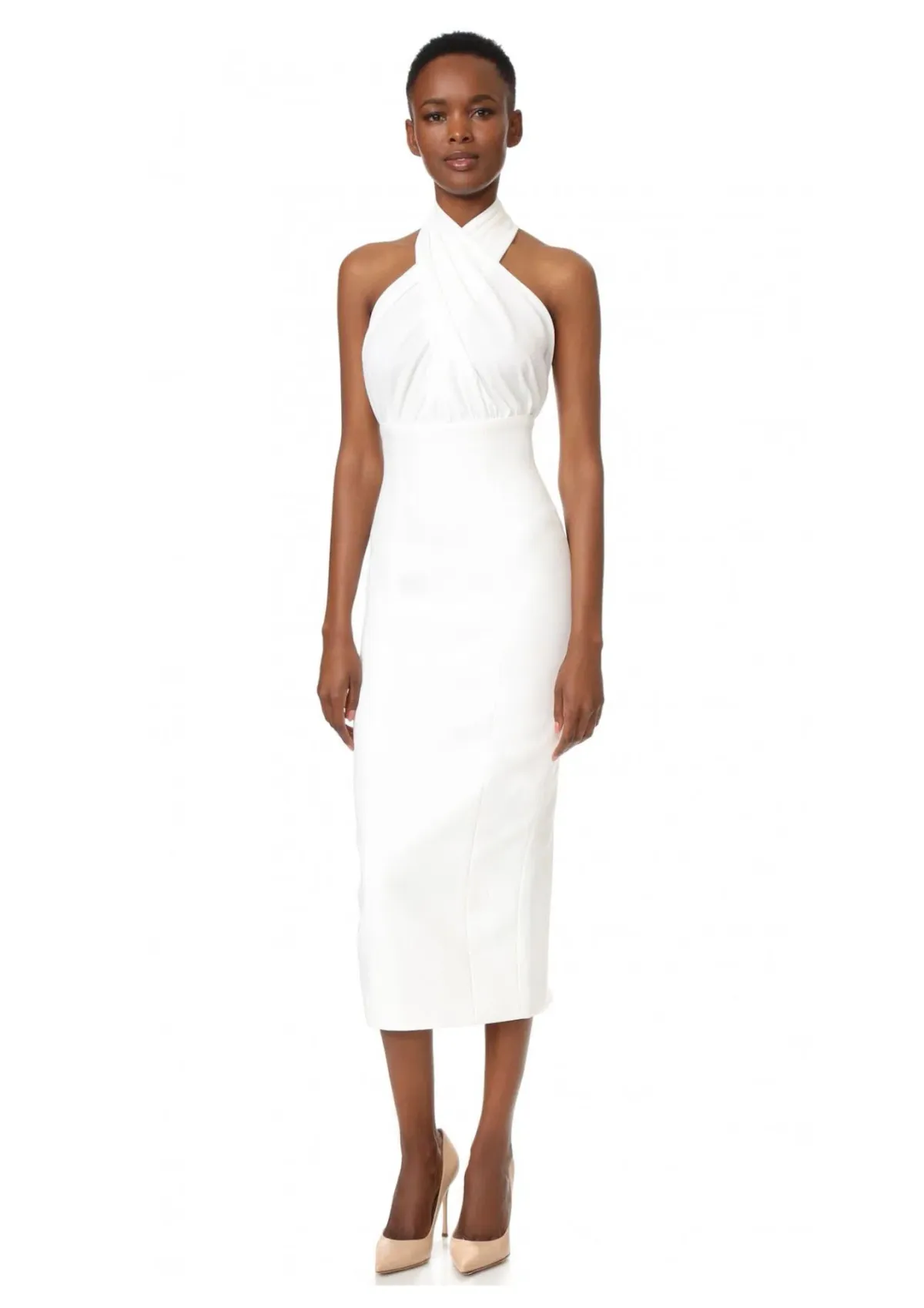 Misha Vedette Halter Midi Dress White Size 6 for rent on The Volte - main image