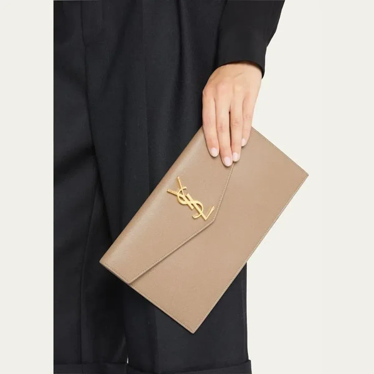 Saint Laurent Uptown Pouch Beige for rent on The Volte - main image