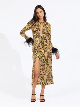 Alice McCall Gold Dust Feathers Midi Dress Print Size 10 AU for rent on The Volte - image 4