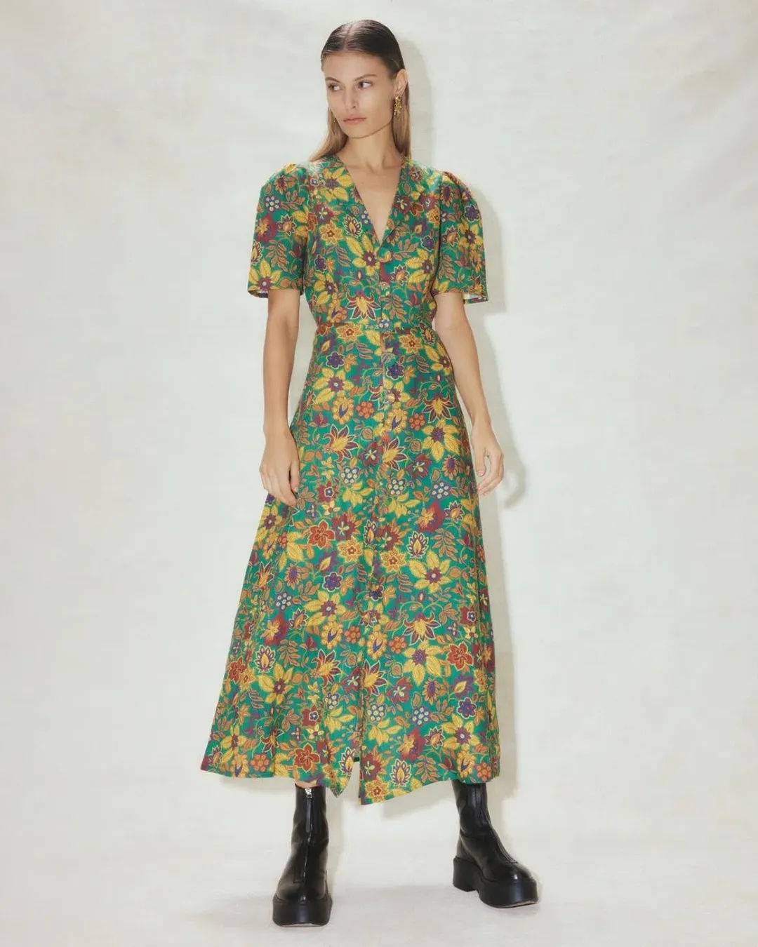 Alemais Isabella V Midi Dress Green Size 14 for rent on The Volte - main image
