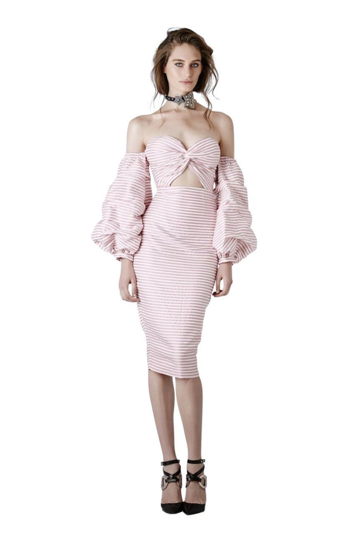 Asilio Candy Eyed Dress Pink White Stripe Size 6 for rent on The Volte - main image