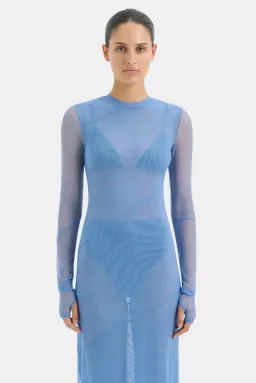 Sir the Label Jacques Mesh Panelled Midi Dress Blue Size 2 / AU 10 for rent on The Volte - image 2