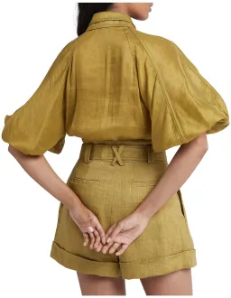 Aje Palms Puff Sleeve Shirt and Casabianca Tiered Skirt Set Yellow Size 10 for rent on The Volte - image 3