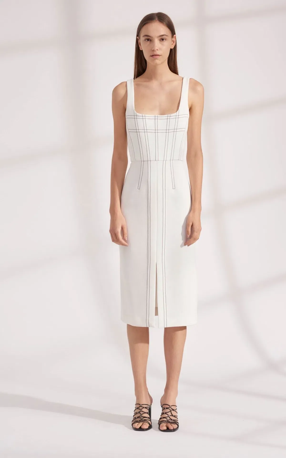 Dion Lee Truss Pleat Corset Midi Dress Ivory Size 6 for rent on The Volte - main image