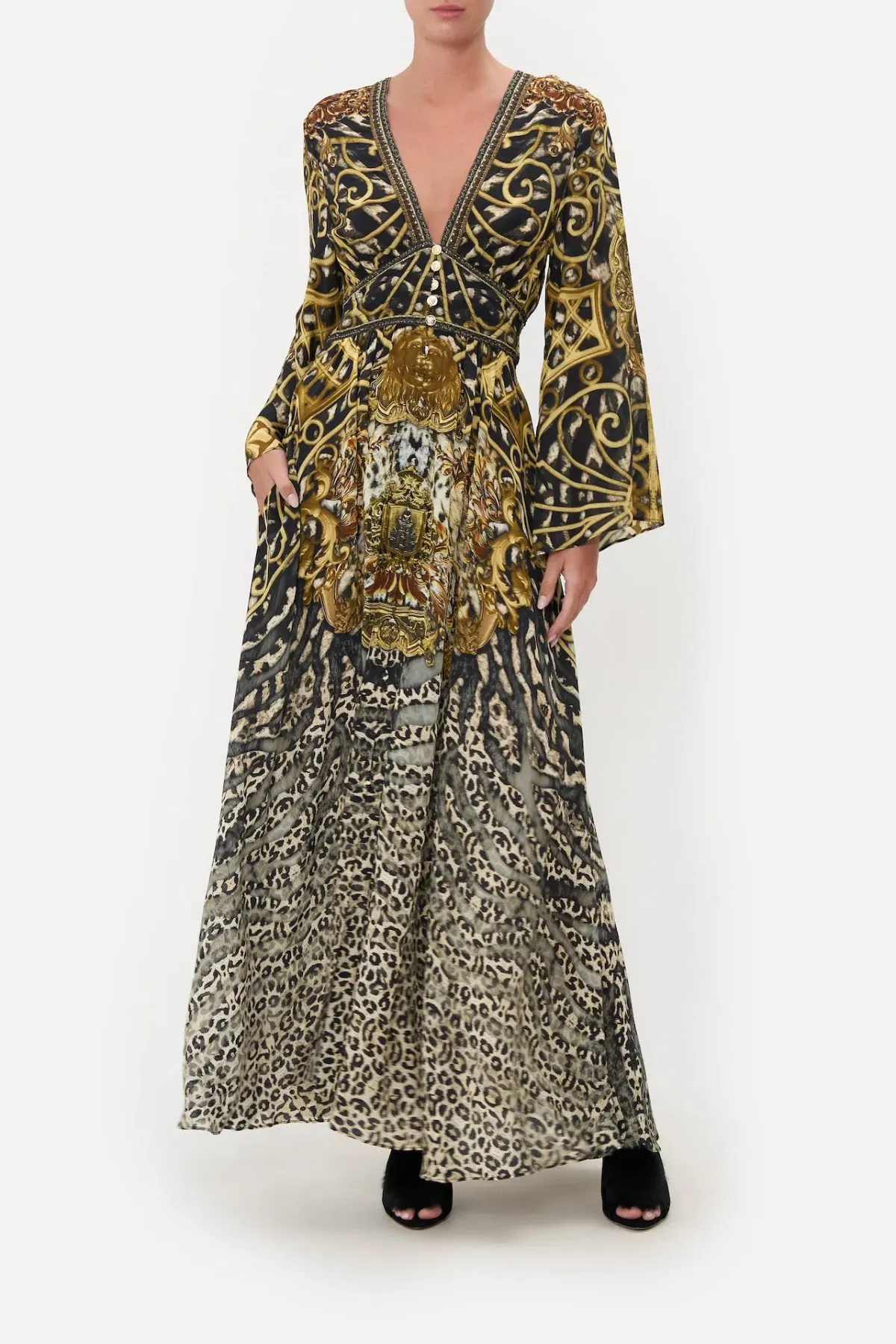 Camilla Kimono Sleeve Dress With Shirring Detail Armada Print Size S / AU 10 for rent on The Volte - main image
