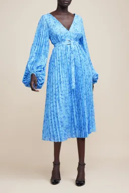 Acler Clockhall Midi Dress Blue Floral Size 6 for rent on The Volte - image 1