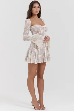House Of CB Analissa Lace Corset Mini Dress Vintage Cream Size XS / AU 6 for rent on The Volte - image 4