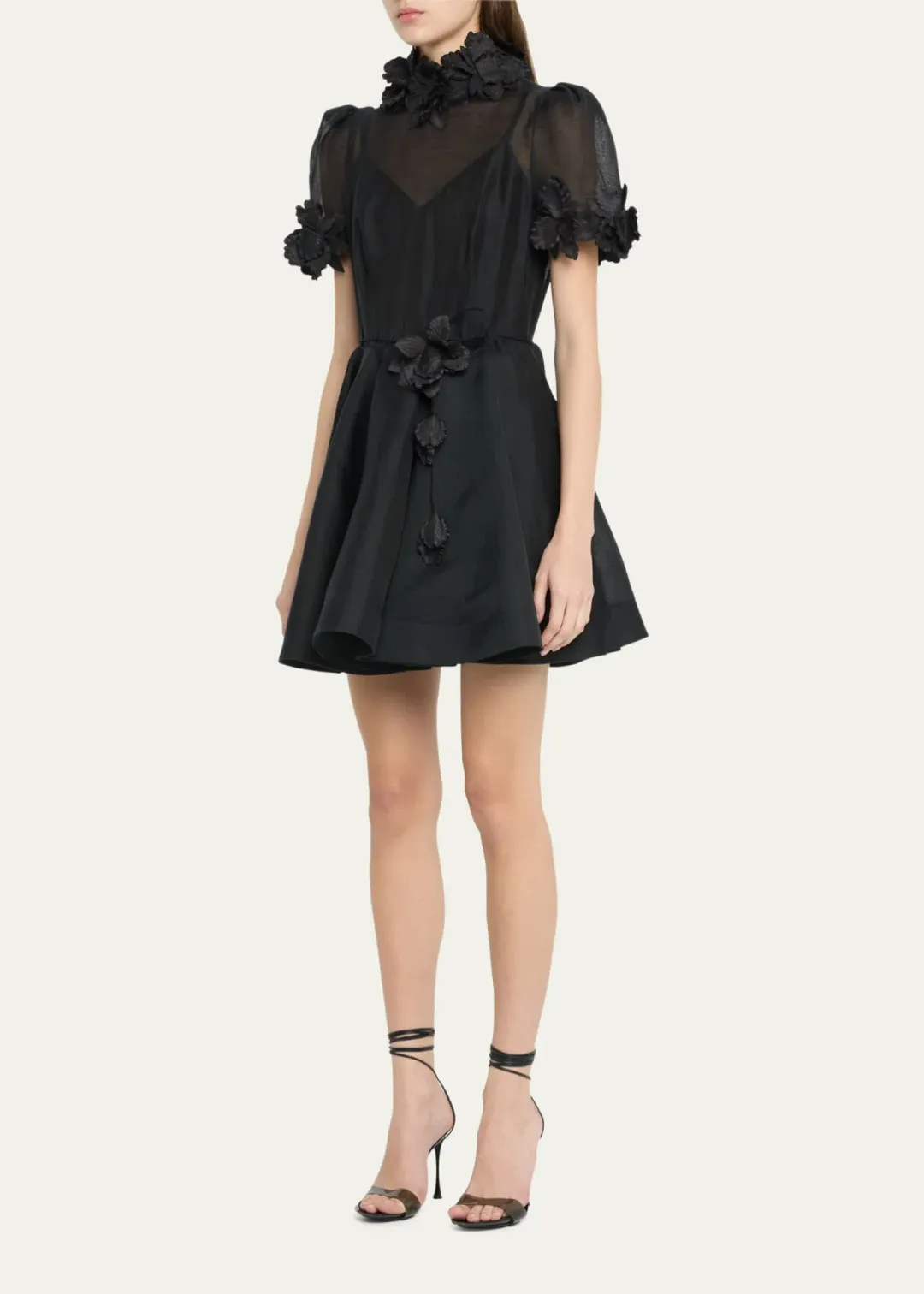 Zimmermann Luminosity Liftoff Flower Mini Dress Black Size 1 / AU 10 for rent on The Volte - main image