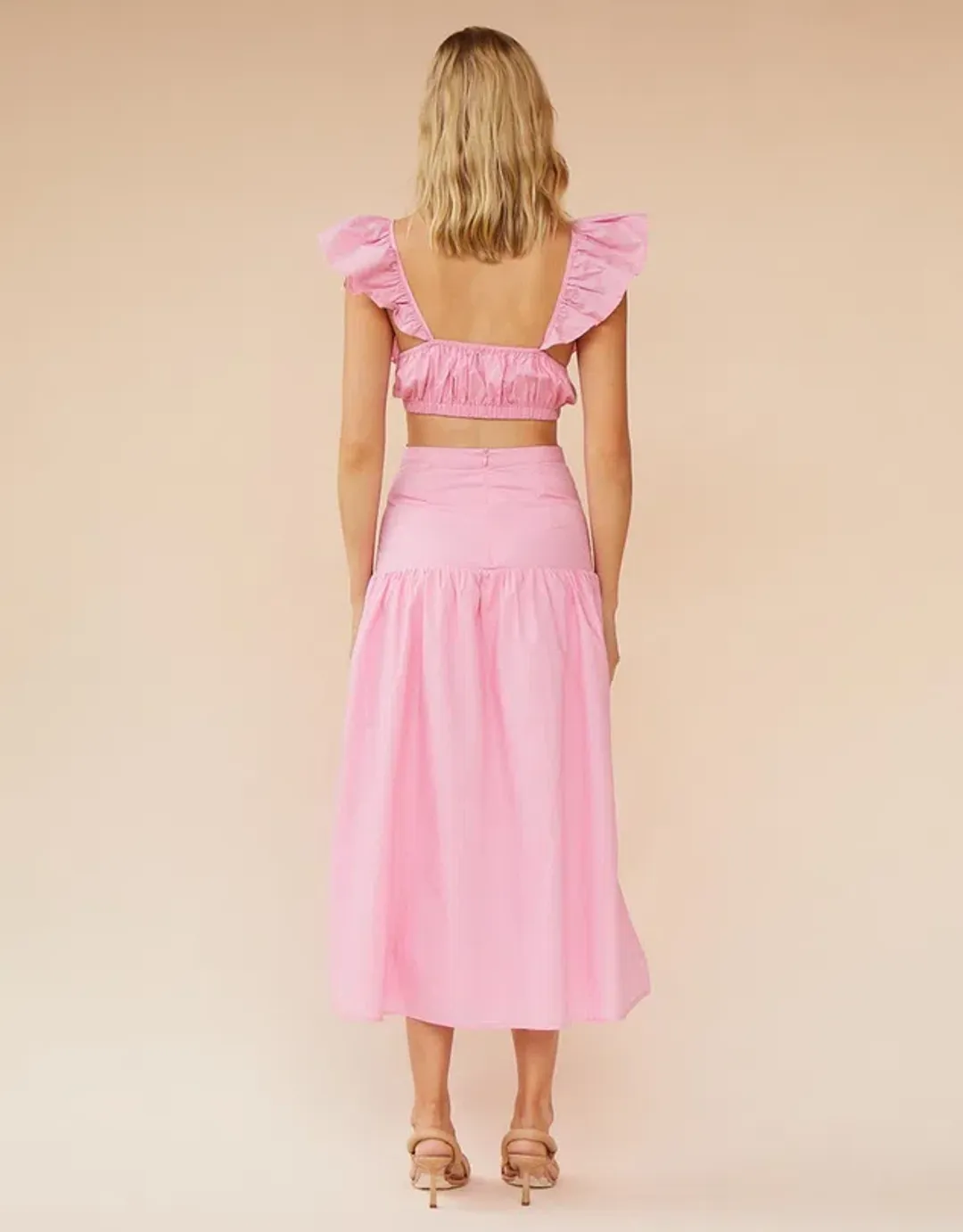 Suboo Rosanna Cut Out Ruffle Maxi Dress Pink Size XS / AU 6 for rent on The Volte - main image