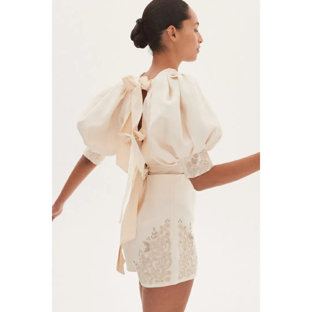 Alemais Violeta Shorts Cream Size AU 8 for rent on The Volte - main image