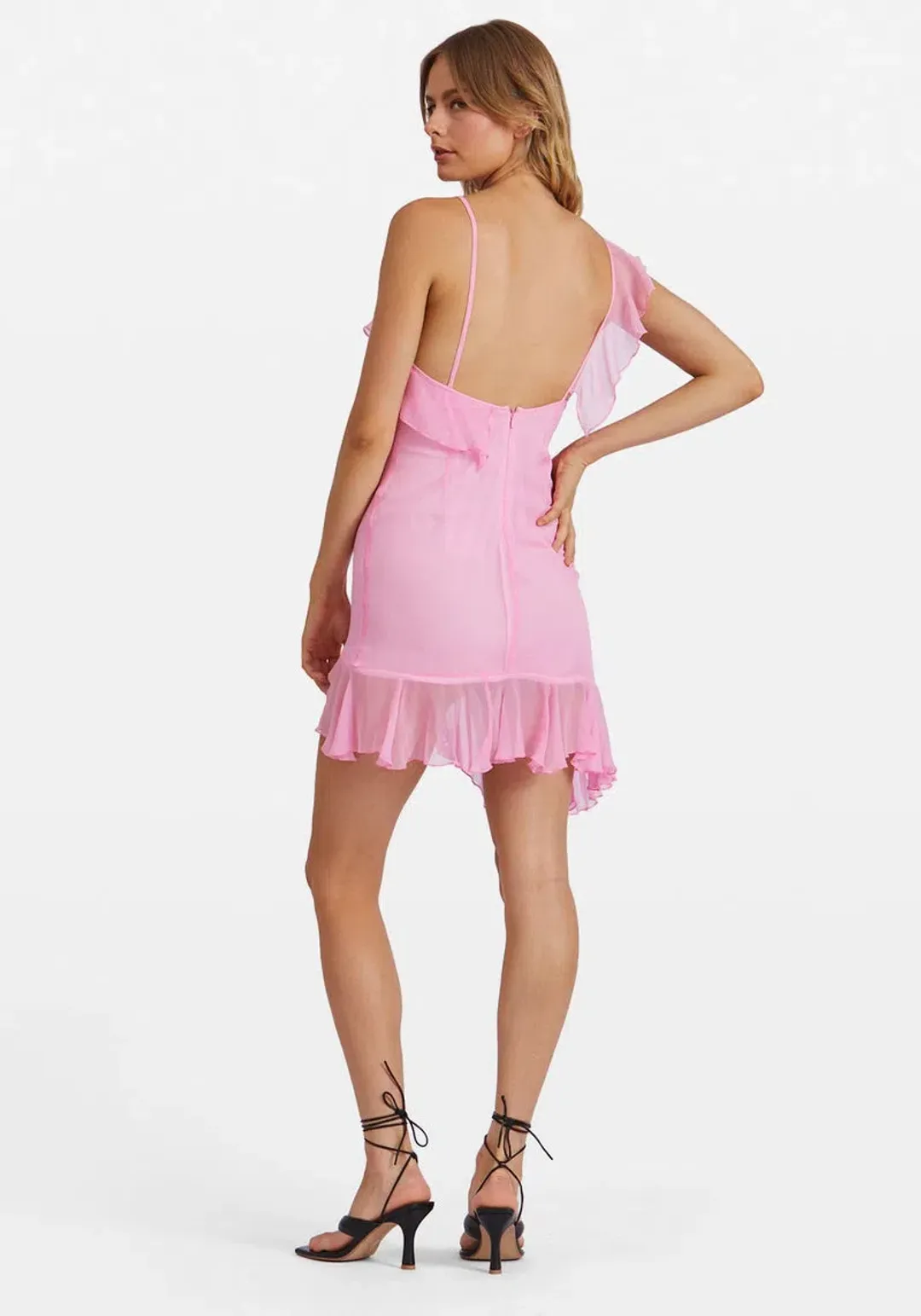 Kim Shui Pink Silk Chiffon Mini Dress Size 6 for rent on The Volte - main image