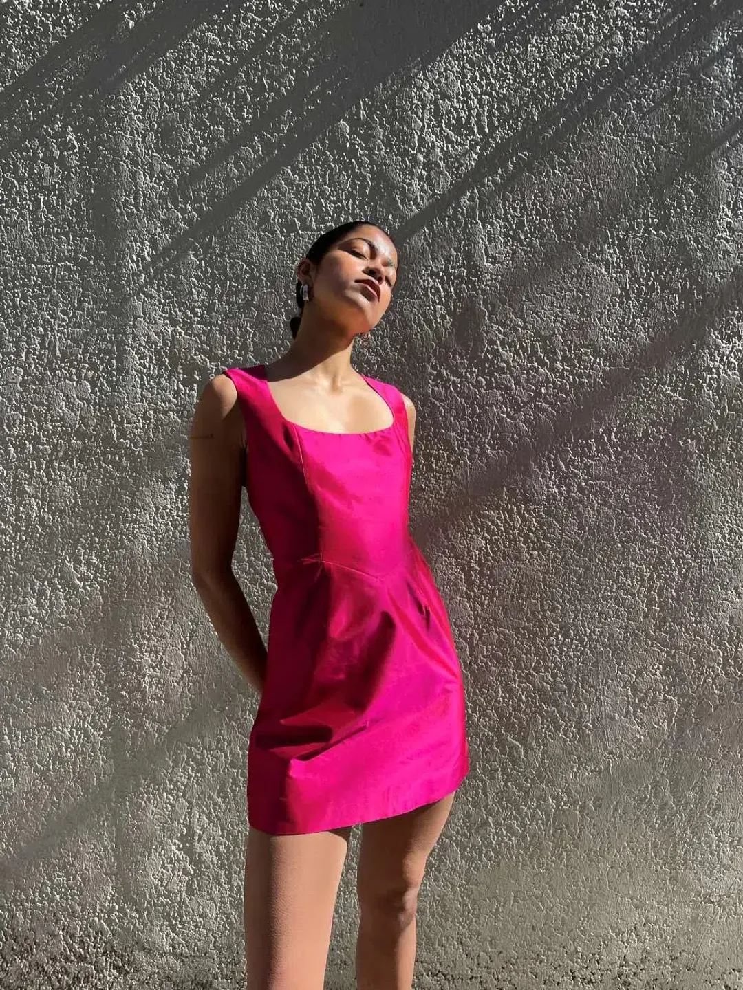 Van Der Kooij Ina Mini Dress Hot Pink Size 6 for rent on The Volte - main image