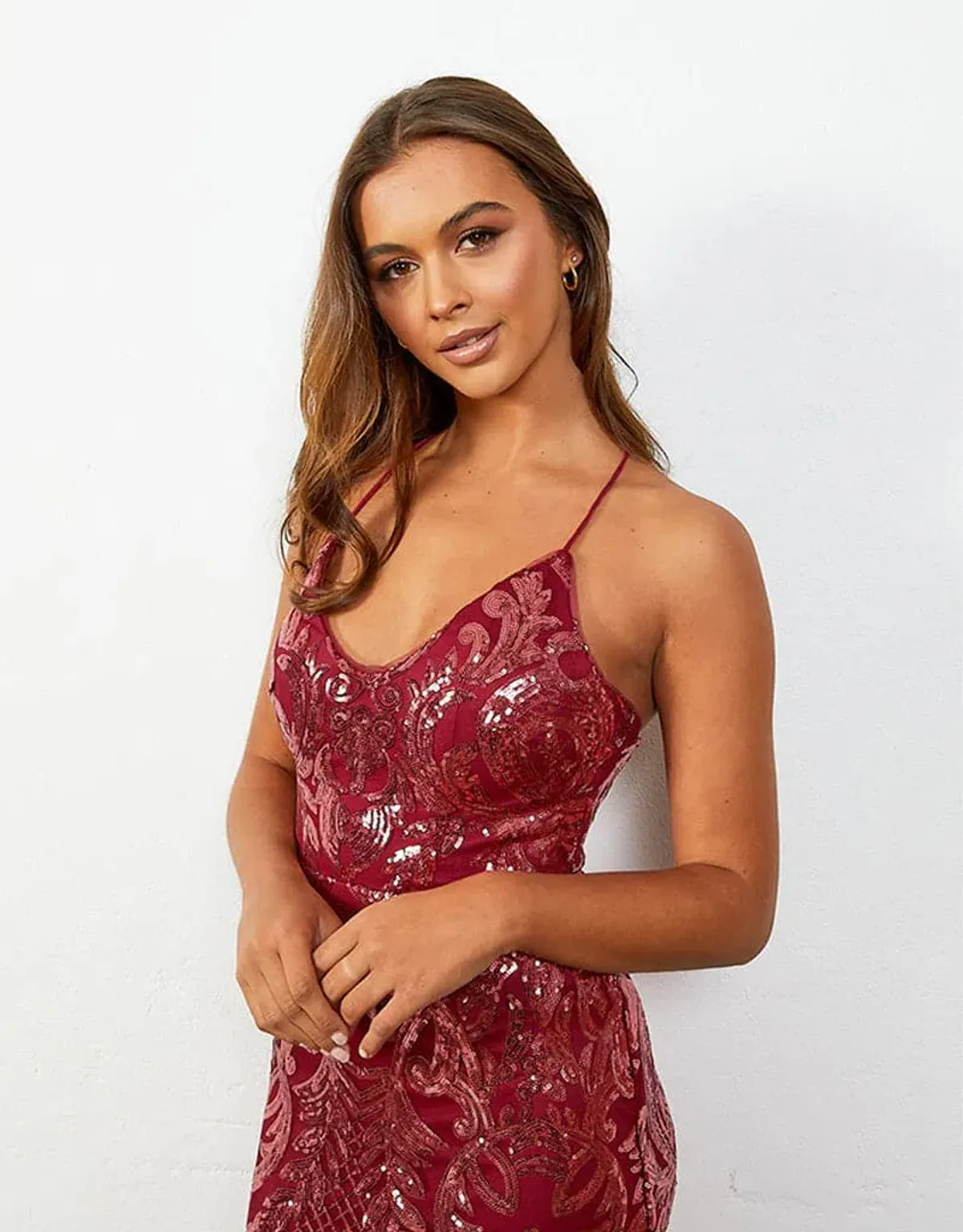 Kate Strappy Back Gown Burgundy Size 12 for rent on The Volte - main image