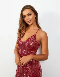 Kate Strappy Back Gown Burgundy Size 12 for rent on The Volte - image 1