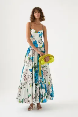 AJE Botanical Tiered Maxi Dress Cool Camellia Size 4 for rent on The Volte - image 1