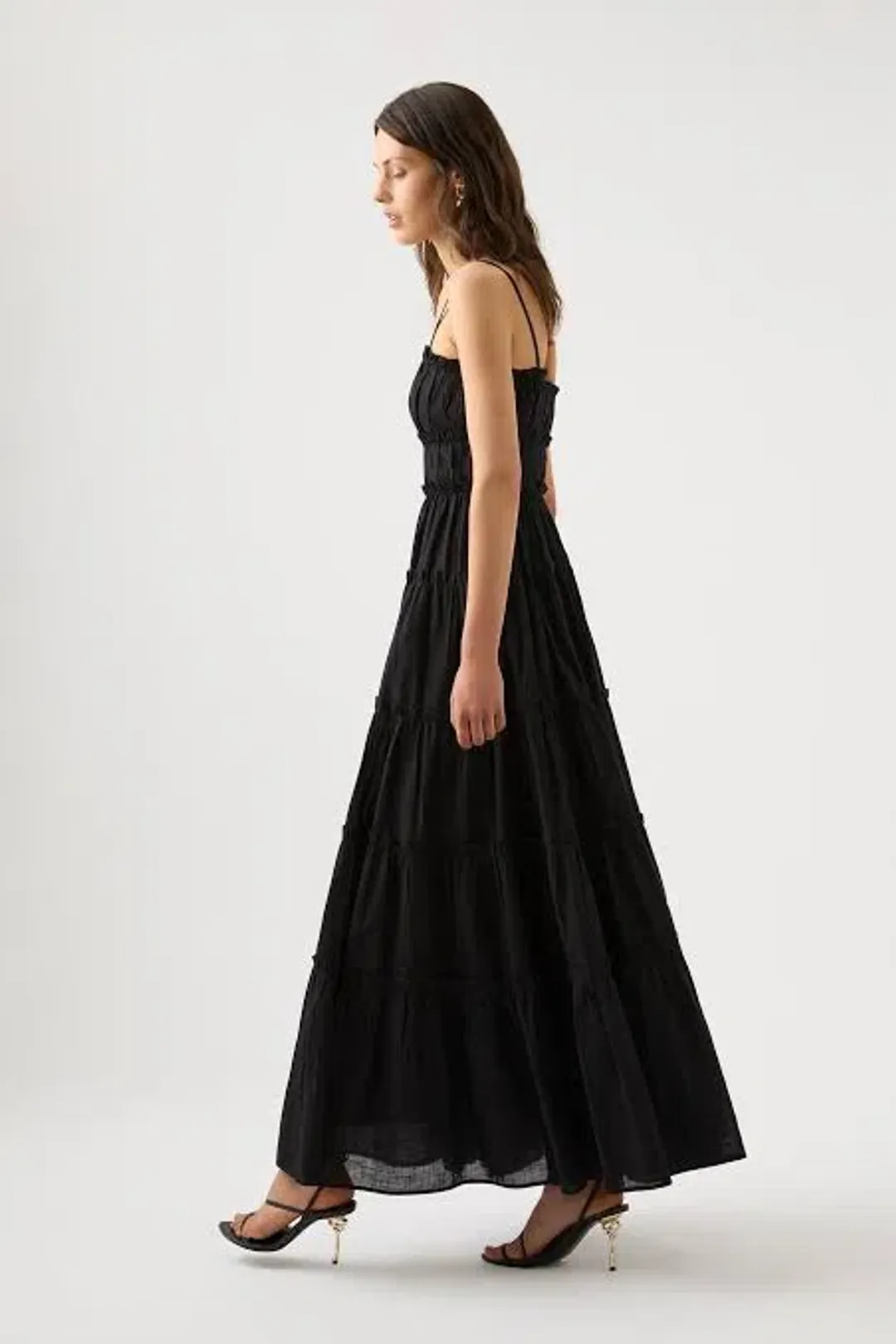 Aje Luna Tiered Maxi Dress Black Size 6 for rent on The Volte - main image