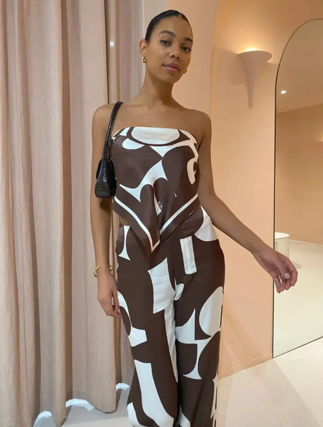 Sir the Label Julien Scarf and Pants Set In Abstract Chocolate Size 1 / AU 8 for rent on The Volte - main image