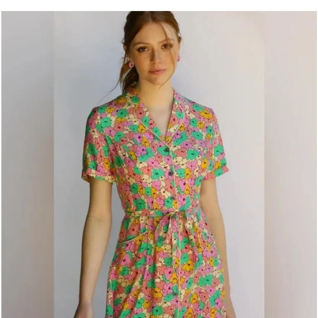 HVN Printed Silk Dress for rent on The Volte - main image