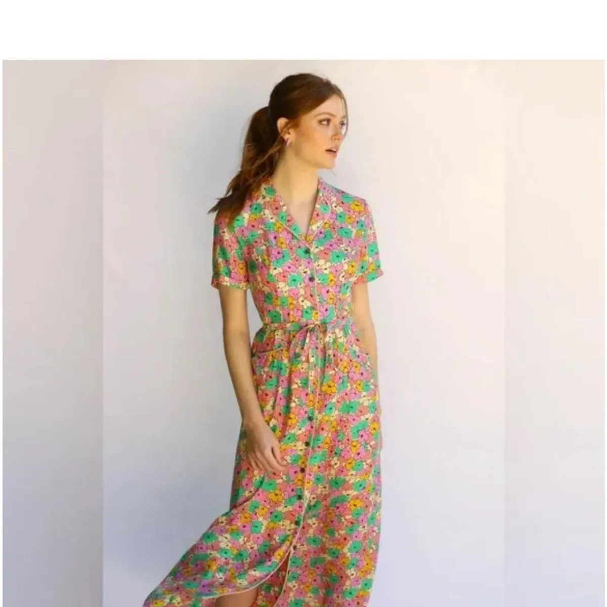 HVN Printed Silk Dress for rent on The Volte - main image