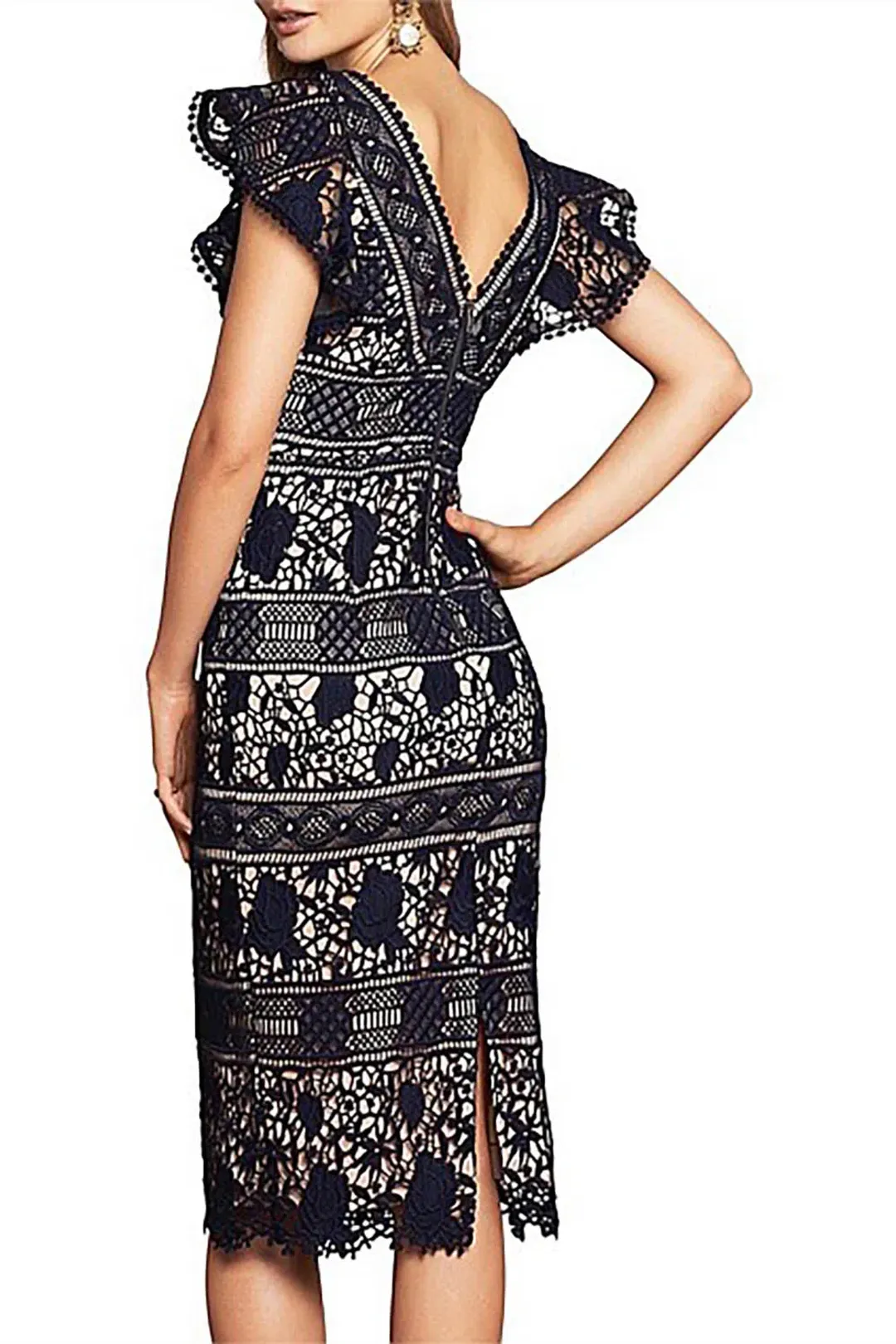 Love Honor Marina Midi Dress in Navy Size 10 for rent on The Volte - main image