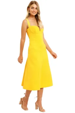 Rebecca Vallance Calla V Wire Midi Dress Yellow Size 10 for rent on The Volte - image 2