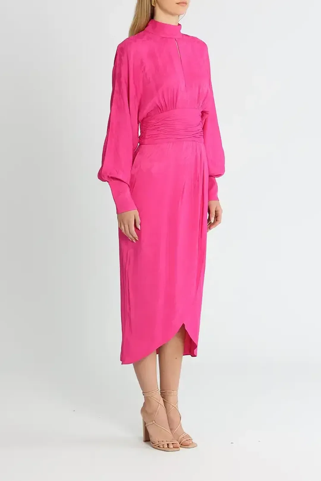 Rebecca Vallance Theresa Midi Dress Fuschia Pink Size 10 for rent on The Volte - main image