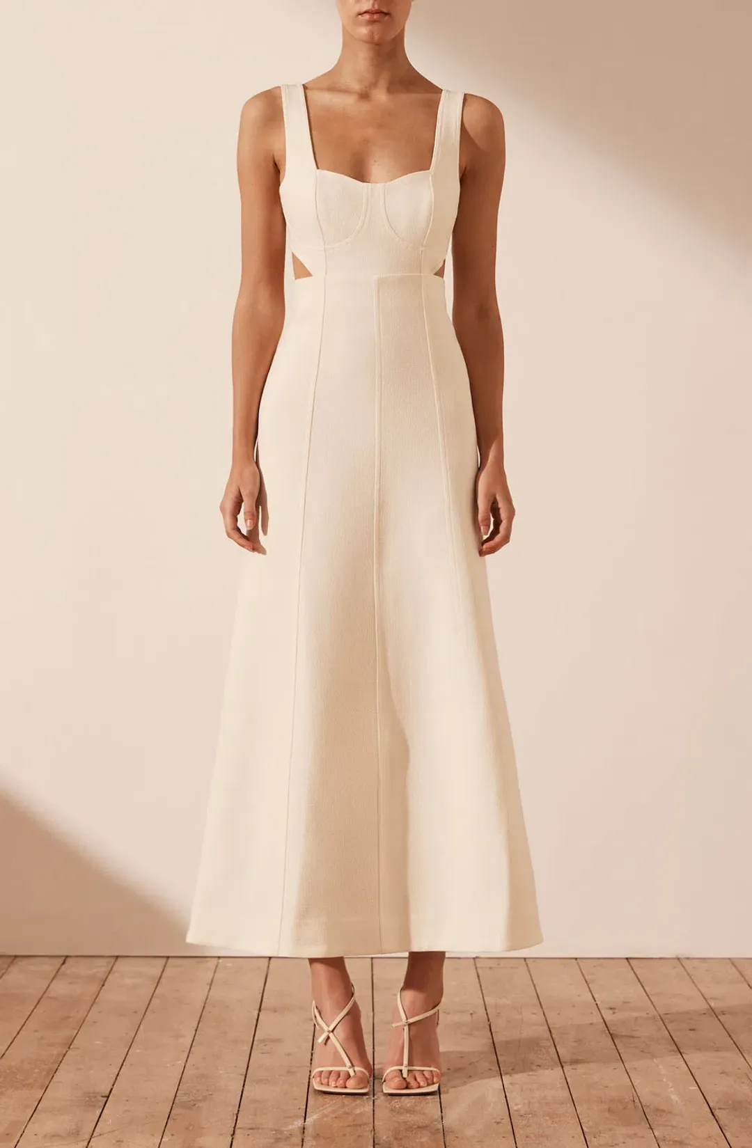 Shona Joy Amura Bustier Midi Dress In Cream Size 6 for rent on The Volte - main image