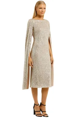 Trelise Cooper This Changes Everything Dress Champagne Sequins Beige Silver Size 10 for rent on The Volte - image 2