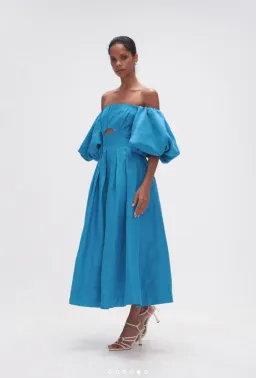 Aje Eugenie Off Shoulder Midi Dress Blue Size 14 for rent on The Volte - image 2