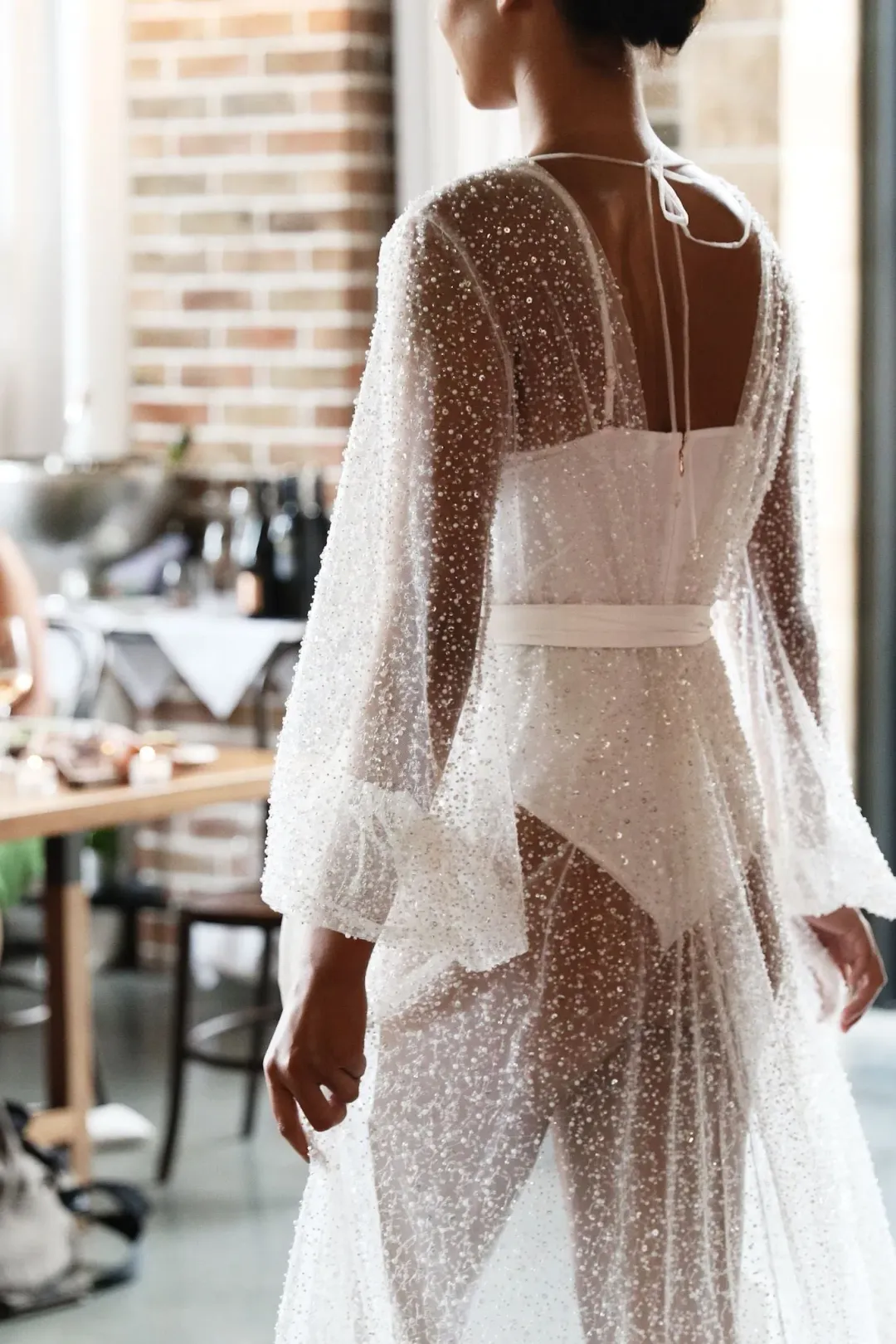 HOMEBODII Beaded Athena Bridal Robe Beaded Size 8 for rent on The Volte - main image