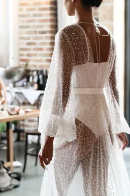 HOMEBODII Beaded Athena Bridal Robe Beaded Size 8 for rent on The Volte - image 3