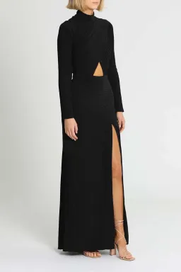 Tadashi Shoji Seneca Open Back Pintuck Gown Black Size 12 for rent on The Volte - image 2