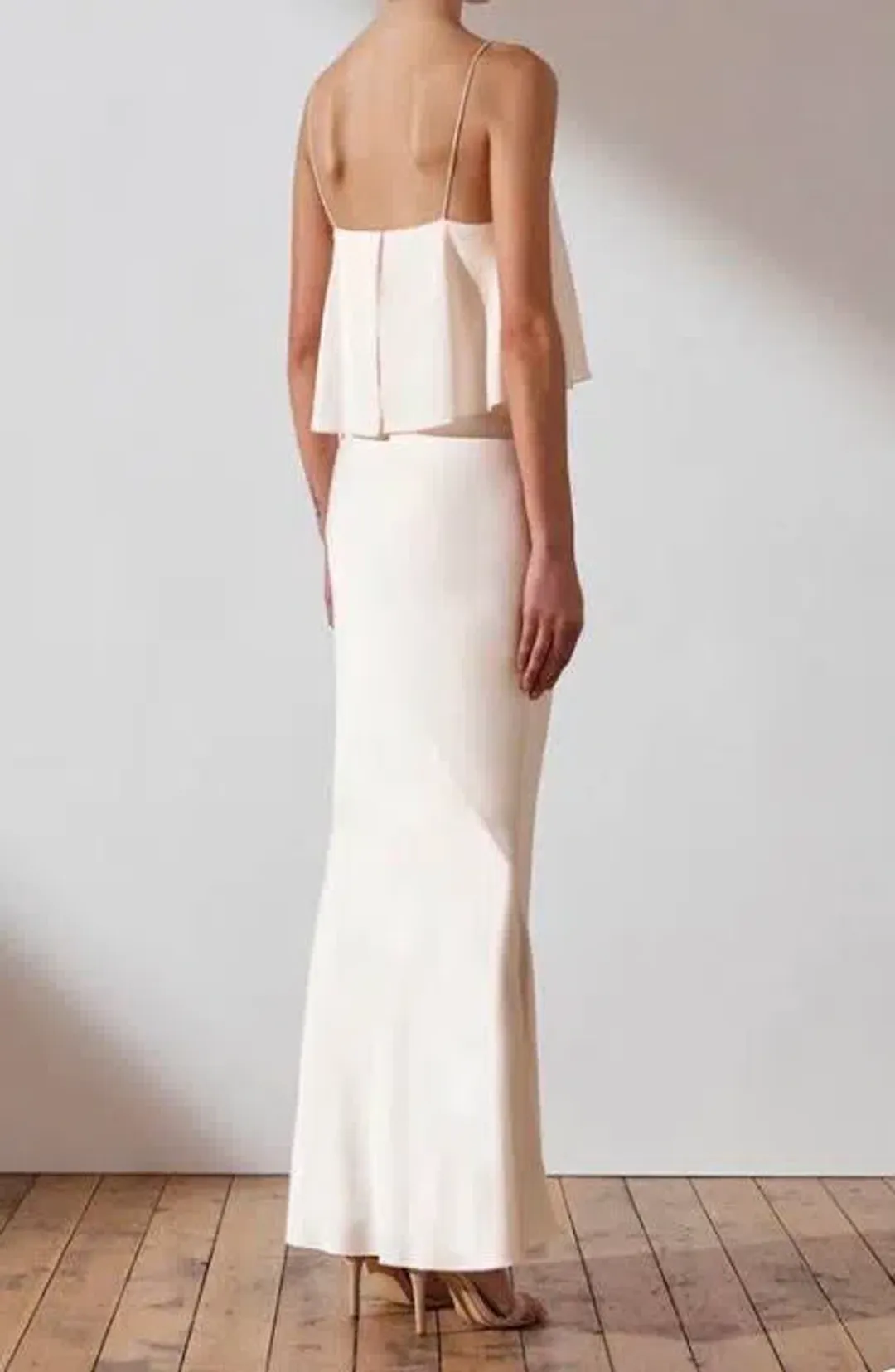 Shona Joy Luxe Bias Frill Slip Dress in Ivory Size 14 for rent on The Volte - main image