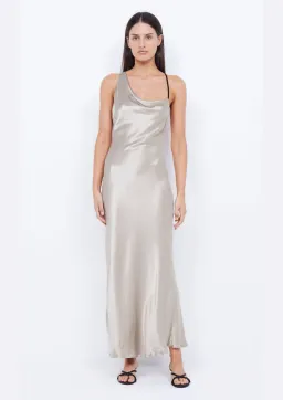 Bec & Bridge Farah Cowl Maxi Dress Oyster/Black Size 8 for rent on The Volte - image 1